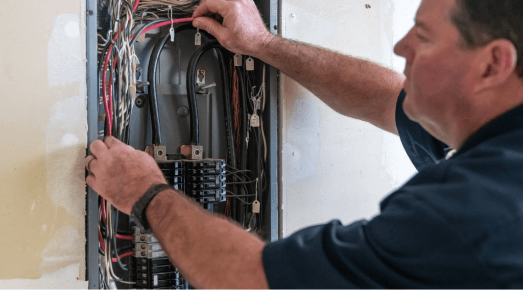 Dallas home remodeling company licensed electrician installing panel upgrade in Allen Texas home